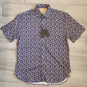 Visconti Black men's S navy blue Jelly Diver button down funky pop-art new $174